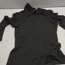 Prettywear Womens Long Sleeve Polo Shirts Business Casual Work Tops Blouse Fitted Collared V Neck Shirt 2025 Fall Clothes (Medium, Black)