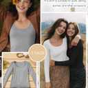 3 Pack Women's Long Sleeve Shirts Scoop Neck Slim Fit Tops U-Neck T-Shirts Basic Casual Tee Layer for Ladies (Black, White, Light Mixed Gray)