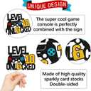 3 x Level 10th Unlocked Cake Topper Game Controller 10s Cake Decoration Happy 10 Birthday Cake Decor Video Play Game Movie Theme Boys Girls Men Women Teenager Bday Party Event Celebration Supplies