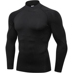 LANBAOSI 3 Pack Mens Mock Turtleneck Compression Shirts Long Sleeve Sun Protection Shirts Cooling Workout Gym Tops Undershirt (Medium, Black)