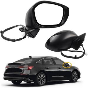 Dasbecan Passenger Right Side Mirror Compatible with 2022-2025 Honda Civic With Power Glass, Manual Folding, Match to Crystal Black Pearl Replaces# HO1320350 76208T20A01 (3Pins)