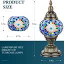 Marrakech Turkish Table Lamp with Bronze BaseHandmade Blue Moroccan Tiffany Style Mosaic Glass Night Stand Light Fixture Including LED Bulb for Living Room Bedroom Decor (Blue)
