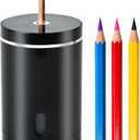 Electric Pencil Sharpener, Fully Automatic Pencil Sharpener with Auto in and Out, Rechargeable and Hands-Free for Standard 6-8mm Pencils, Perfect for Classroom (Black and Silver)