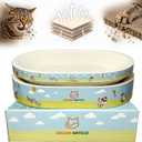 3-Piece Cardboard Cat Scratcher for Indoor Cats, Oval Cat Scratching Board 2 Oval Bed & 1 Box Bed, No Mess Cat Scratcher Bed, Cat Bed, Suitable for cats under 10 pounds,for Multi Cats and Kittens, Size: 23.6 Inch