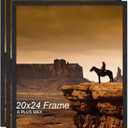 A PLUS MAX 20x24 Picture Frame Set of 3, Black Engineered Wood Frame for 20 x 24 Inch Picture Poster Photo, Light Weight 20 by 24 Frame with Wood-grain for Wall - 3 Pack/Black/20 x24