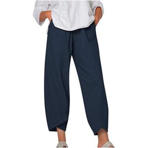 Unlimit Women Capri with Pockets, Summer Casual Pants, Beach Comfy Crop Pants, Cotton, XL