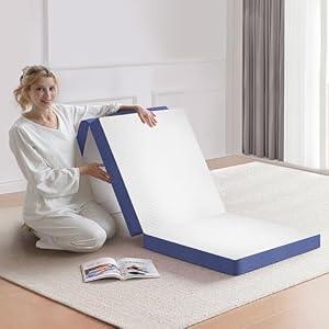 LPFLPF Tri Folding Mattress,4 Inch Foldable Foam Mattress with Breathable and Washable Cover,Portable Floor Guest Bed for Guest Room,Yoga,Travel,Camping,75"x31"x3"