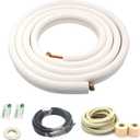 16 Ft Mini Split Line Set,Air Conditioning Copper Tubing Pipe Extension,1/4" & 3/8" 3/8" PE Thickened for AC and Heating Equipment Insulated with Nuts(1/4+3/8)