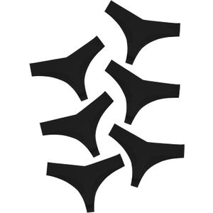 DEANGELMON Seamless Thongs for Women No Show Thong Underwear Women Comfortable Multiple Pack (Large, Black-6 Pack)