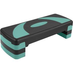Fitvids Aerobic Step Platform, 3 Levels Adjustable Height Workout Step Platform for Exercise at Home, 4 Stackable Risers, Non-Slip Surface, Green Jasper