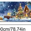 Santa Christmas Banner 79x18 Inch Winter Cottage and Tree Backdrop with Snowman Bear and Lights for Holiday Party Wall Decor Outdoor Fence Indoor Kids Photo Background