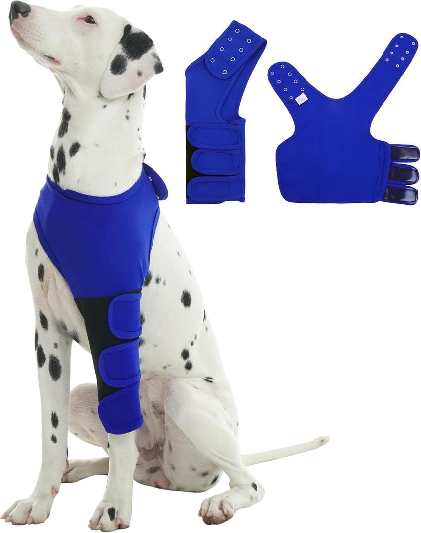 ROZKITCH Dog Leg Leg Sleeve, Anti-Lick Wound Protector for Front Left Legs Adjustable & Breathable Dog Surgery Sleeve for Joint Pain Relief for Medium Dogs Blue L (L(Leg Girth: 6.3"; Leg Length:8.2"))