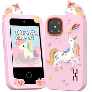 Kids Phone Toys for Girls Age 3 4 5 6 7 8 9, Touchscreen Dual Camera Toddler Learning Play Phone Christmas Birthday Gifts for Kids Age 3-9 with Music Player, Games (Pink)