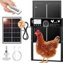 7W Solar Powered Automatic Large Chicken Coop Door with 4 Mode LCD Display, 49ft Remote Control, Timer, Light Sensor, USB-C Charger, Weatherproof Aluminum Alloy Door Applicable to Poultry Duck Coop