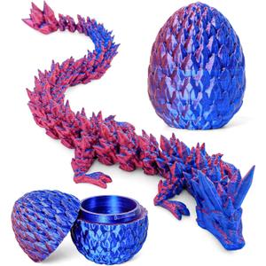 3D Printed Articulated Dragon Egg  Easter Basket Stuffers, Fidget Toy Gift for Kids & Adults(Purple) (1Pcs)