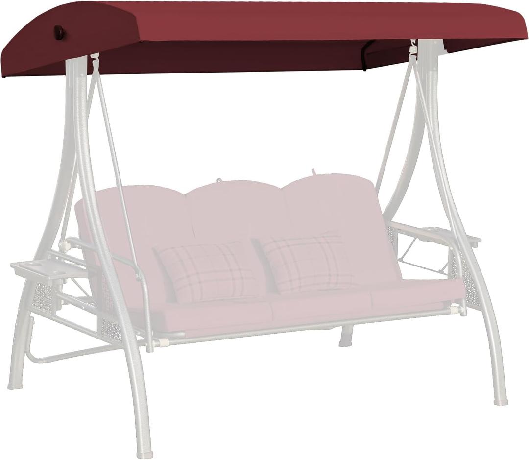 Outdoor Swing Canopy Replacement Cover, 3 Seat Swing Cover UV-Resistant for 3-Seat Porch Swing (Red, 76.8x47.2x9.1in)