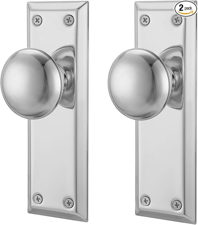 ToPToToo Dummy Door Knob Interior, Inactive Door Knobs for Closet, Antique Bifold Door Knobs Replacement, Single-Side Dummy Old Style Door Handle, Matte Black, 2 Pack