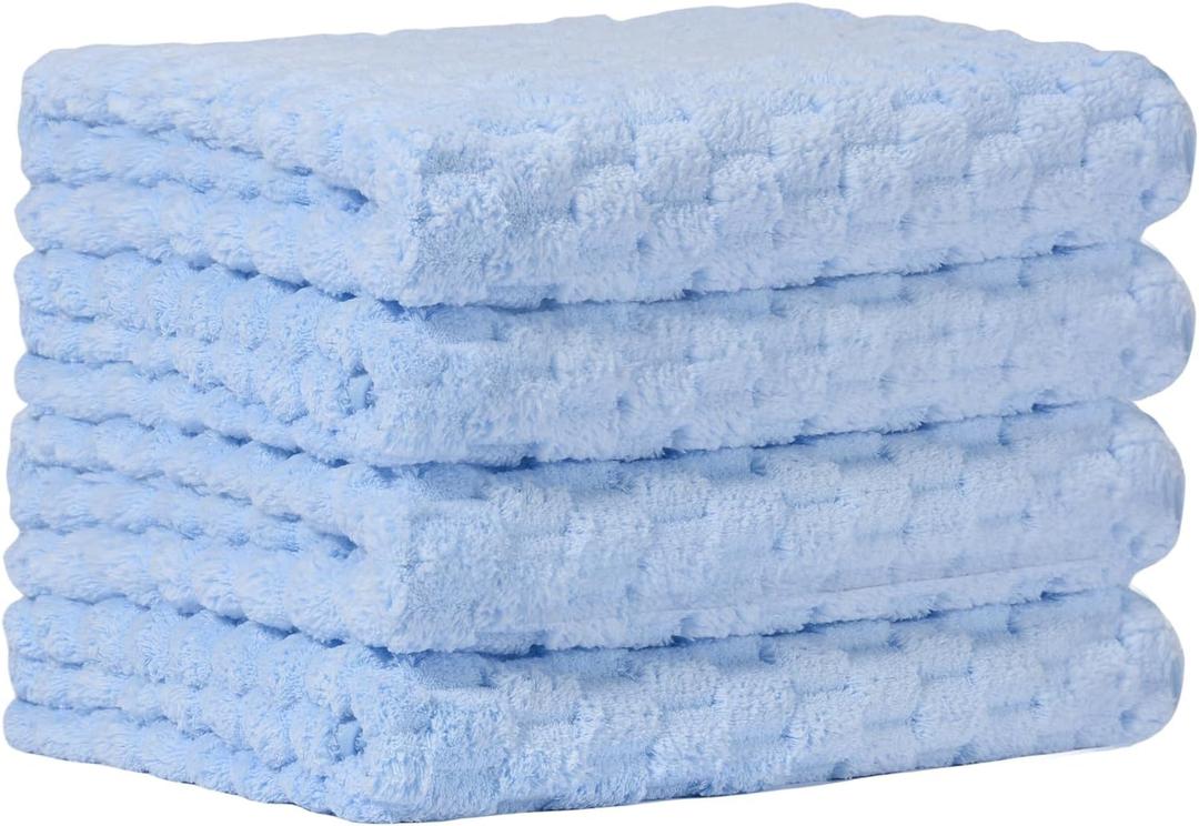 Neverfade 4 Extra Fluffy & Soft Bath Towels - 27x54 Inch - for Home, Hotel & Spa,Lightweight and Highly Absorbent Quick Drying Towels, Perfect for Daily Use,Perfect Bathroom Towels (Blue)