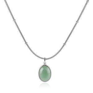 Silver Jade Pendant Necklace for Women, Dainty Tangle-Resistant Beaded Silver Chain Silver Jade Pendant Necklace for Women, Dainty Tangle-Resistant Beaded Silver Chain