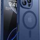 CANSHN Magnetic Compatible with iPhone 16 Pro Case, Upgraded [Full Camera Protection] [Compatible with Magsafe] [Translucent Matte] Shockproof Protective Phone Case Cover 6.3 Inch - Deep Blue