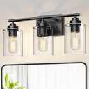 Bathroom Light Fixtures Over Mirror,3-Light Wall Sconce Vanity Lights for Bathroom,Vanity Lighting Fixtures,Black