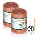 Copper Mesh Rodent Control, Pack of 2 (5in x 32ft) Premium Copper Wool Ideal for Hole Blocking, Rustproof Pure Mesh for Mice Slug Snail Control, with Exclusive Wood Stick and Scissors