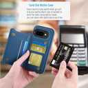 ASAPDOS for Google Pixel 9a Case with Card Holder,PU Leather Shockproof Flip Case with RFID Blocking Card Holder and Kickstand for Men Women Blue