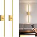 Battery Operated Wall Sconce Set of Two - 10000mAh Cordless Rechargeable Wall Sconces with Remote & Touch Control, 360°Rotate, 4CCT Dimmable Gold Wall Lights for Bedroom Living Room, 31.5 inch