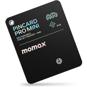 Momax Rechargeable Bluetooth Tracker, Key Finder IP68 Waterproof, Up to 328ft Range, Smart Tracking Tag for Keys, Bags, Luggage, Wallet and More, Mini Size, iOS Only (Small)