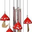 EVOLUX Wind Chimes for Outside, Mushroom Wind Chime Garden Decor Outdoor, Yard Decorations Wind Chimes for Mom Grandma Women HousewarmingRed