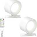 Rechargeable Wall Sconce with Remote & Touch, 360 Rotatable Battery Operated Wall Lights, 3-Color Dimmable, No Drill Adhesive, Ultra Long Battery for Bedroom Reading (White-2PC)