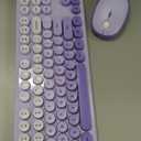 Wireless Keyboard and Mouse Combo, 2.4GHZ Typewriter Retro Full Size Keyboards, Cute Colorful Computer Keyboard and Wireless Mouse for Laptop/Desktop/Windows/PC (Purple Gradient)
