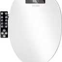 XCQQ Electric Heated Bidet Toilet Seat with Warm Water Wash, Warm Air Dryer, Soft Closed Lid, Night Light, LED Display, Toilet Seat with Bidet Requires Outlet - Round