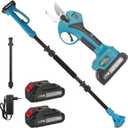 cjc 21V 400W Electric Pole Pruning Shear, 2-in-1 High Branch Cordless Pruning Shears with LCD Display- 12ft Reach, SK5 Steel Blade, 3000AMH Rechargeable Battery,Perfect for Tree, Flower