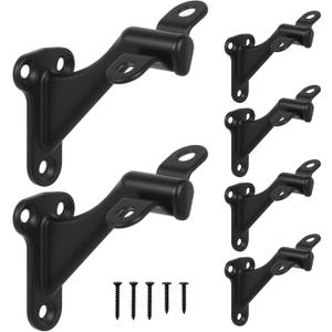 HOME MASTER HARDWARE Handrail Stair Brackets 3" Heavy Duty Staircase Hand Rail Bracket Support Hardware for Home or Office Stairways,Black with Screws 6-Pack