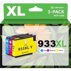933XL Compatible for HP 933 Ink Cartridges Combo Pack Work with HP OfficeJet 6100 6600 6700 7110 7612 7610 7510 Printer (Cyan, Magenta, Yellow, 3 Pack)