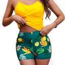 ETOSELL Women's Tankini Swimsuits Two Piece Tummy Control Bathing Suits Cutout Tank Top with Printed Boyshorts (M, Yellow)