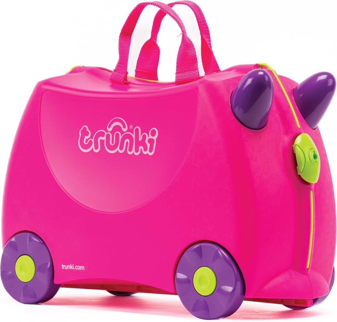 Trunki Ride-On Kids Suitcase | Tow-Along Toddler Luggage | Carry-On Cute Bag with Wheels | Kids Luggage and Airplane Travel Essentials: Trixie Girl Pink (Trixie (Pink))