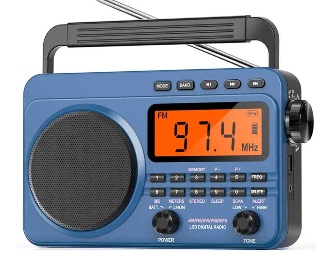 Digital AM FM Shortwave Radio with Best Reception,4000mAh Rechargeable Portable Radio with NOAA Weather Alert, Big Speaker, Digital Tuner and Stereo Earphone,Support Micro SD Card and USB MP3 Player