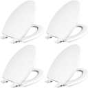 Mayfair Cassel Slow Close Toilet Seat, Easy Clean, Non Slip Premium Wood Seat, Easy Install, Made in USA, Elongated, White, 4-Pack