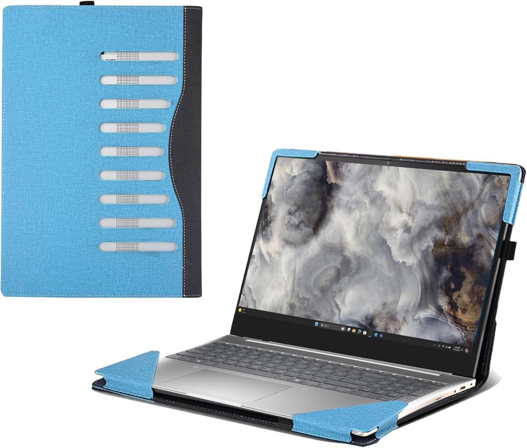 Laptop Case for Dell Pro 16 Plus PB16250 PB16255 16 All Inclusive Drop Case PU Leather Inside Pocket Cover (Sky Blue)