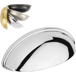 KOOFIZO 10 Pack 3 Inch Bin Cup Drawer Pulls Polished Chrome Cabinet Handles Chrome Cabinet Pulls for Kitchen Cabinets Drawer Dresser Cupboard Bedroom Bathroom