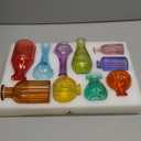 Eleganttime Bud Vases for Flowers,Glass Colored Bud Vase in Bulk Set of 10,Small Vintage Vase Bottle for Wedding Decorations,Garden and Home Decor,Centerpieces,Colorful Mexican Dcor