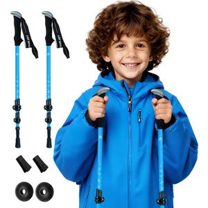 Hiking Trekking Poles for Kids, 2 Pack Anti Shock, Adjustable, Collapsible Hiking Poles for Trekking or Walking, Lightweight Aluminum Sticks