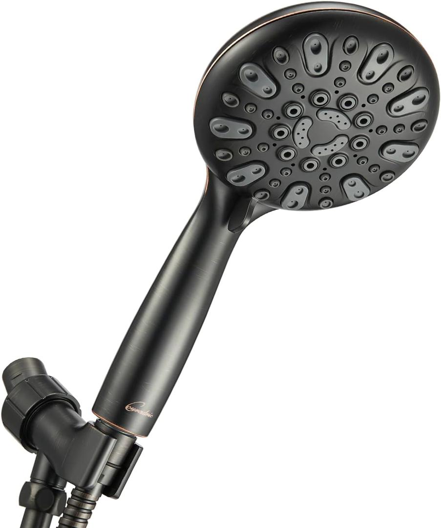 Handheld Shower Head, 6 Spray Setting High Pressure Shower Head with Brass Swivel Ball Bracket and Extra Long Stainless Steel Hose, Oil-Rubbed Bronze, 5" Handheld Shower Head, 6 Spray Setting High Pressure Shower Head with Brass Swivel Ball Bracket and Extra Long Stainless Steel Hose, Oil-Rubbed Bronze, 5"