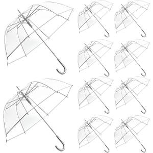 GEWURIZXY 20 Pcs Wedding Clear Bubble Umbrella Bulk 47 Inch Large Dome Rain Windproof Stick Umbrellas for Weddings Prom Graduation and Outdoor Events(White Handle) (Clear, 82CM 20PCS)