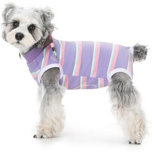 Dog Surgery Recovery Suits, Sleeveless Dog Recovery Suit Female, E-Collar & Cone Alternative Surgical Suit for Small  Dogs After Surgery, Striped Dog Onesie Pajamas, Size S