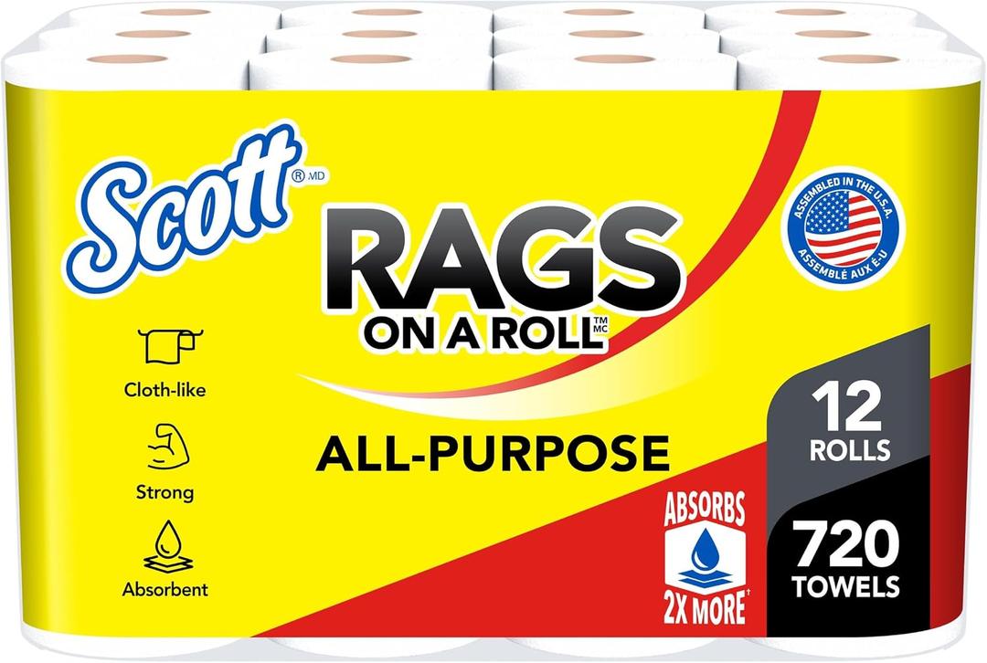 Scott Rags On A Roll, 60 Towels/Roll, 12 Rolls/Case