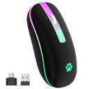 KARFUN Wireless Mouse, Backlit LED Portable Slim Computer Mouse for Laptop, PC, Computer, MacBook, iPad, Chromebook, Notebook, 2.4G Rechargeable Wireless Mouse (Black) (Black-Transparent Nose)