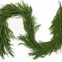 15FT Christmas Garland Norfolk Pine Garland Real Touch Artificial Greenery Garland for Mantle Fireplace Table Indoor Outdoor Holiday Decortions (Dark Green)
